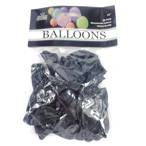 BALLOON 12" 20PC BLACK