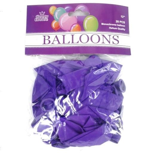 BALLOONS 12" 20PC PURPLE
