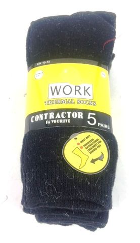 Bulk Buy 20 Pairs Thermal Contractor Work Socks Black