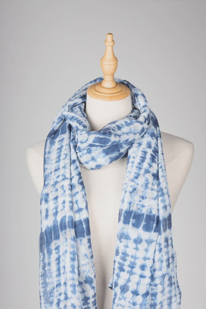 Tie Die Scarf - Blue/White