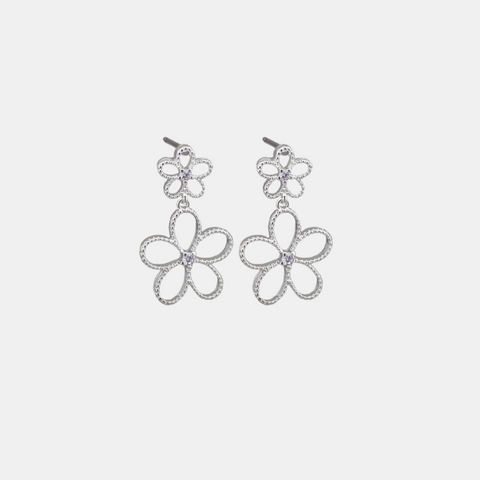 Earrings Floral Duo - Silver