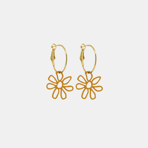 Flower Hoops - Mustard