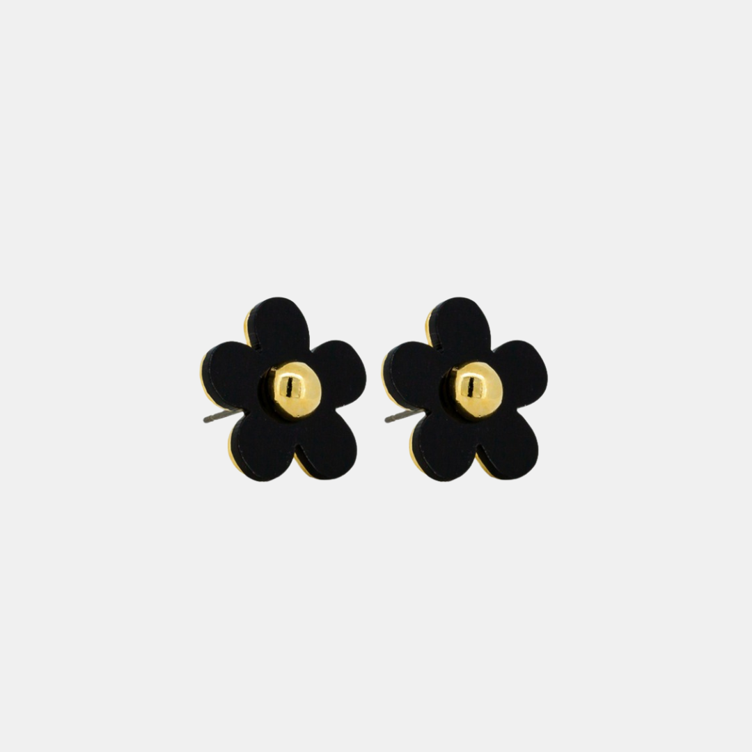 Large Daisy Studs - Black