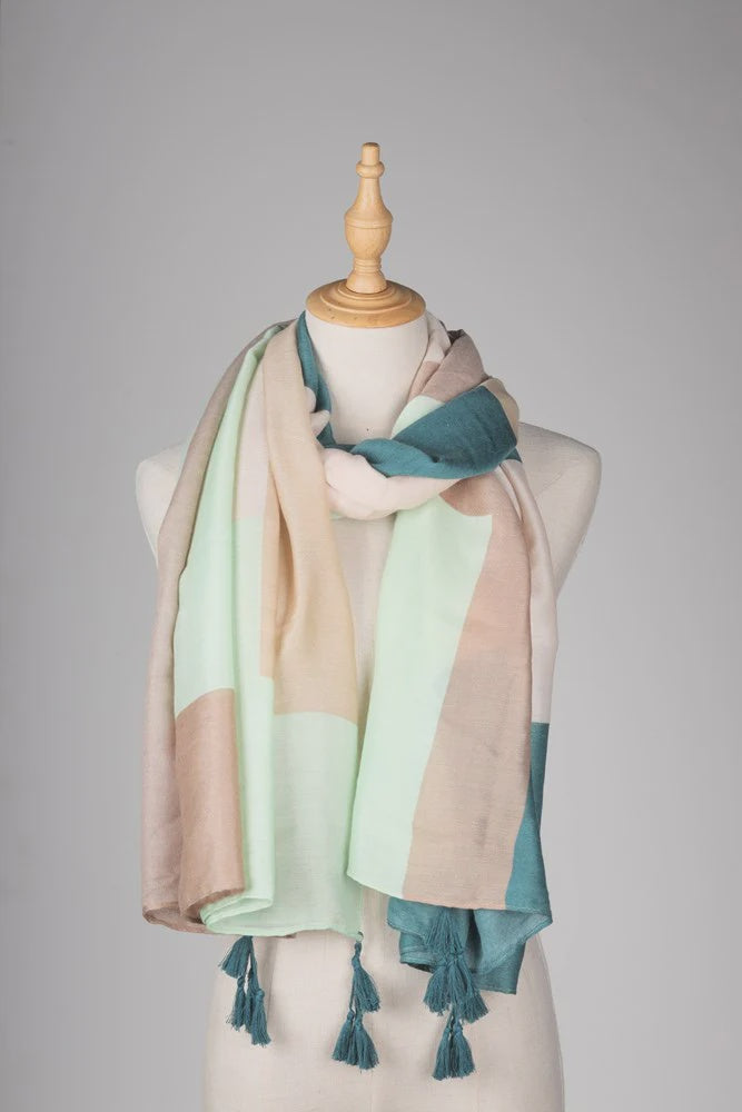 Paige Check Scarf - Teal Blue/Green