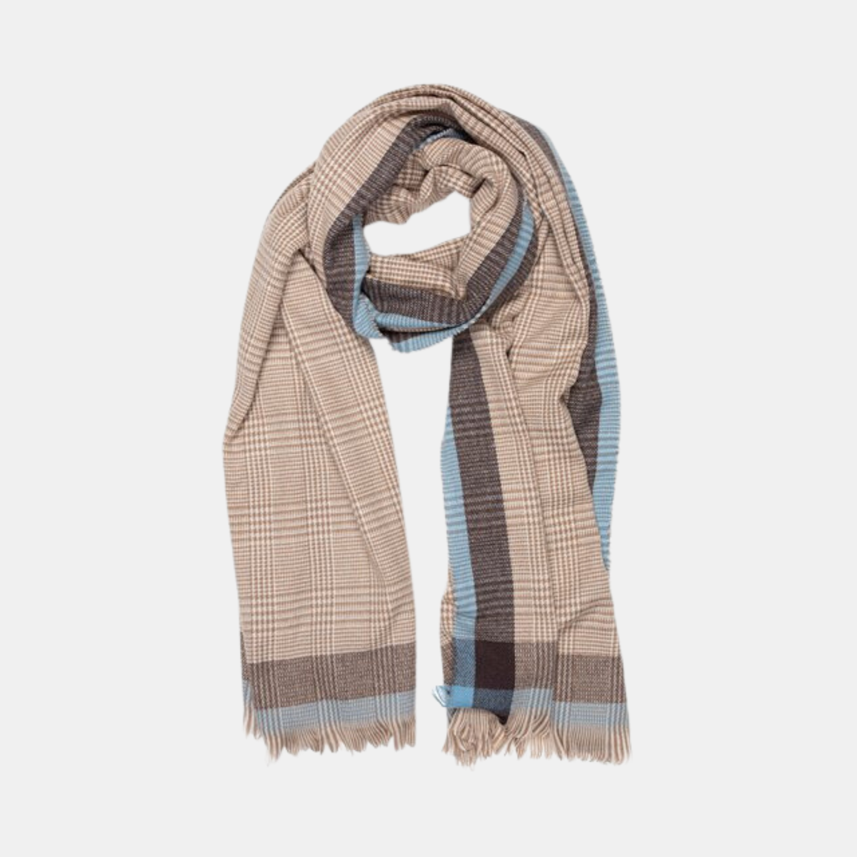 Glen Check Scarf - Caramel & Blue