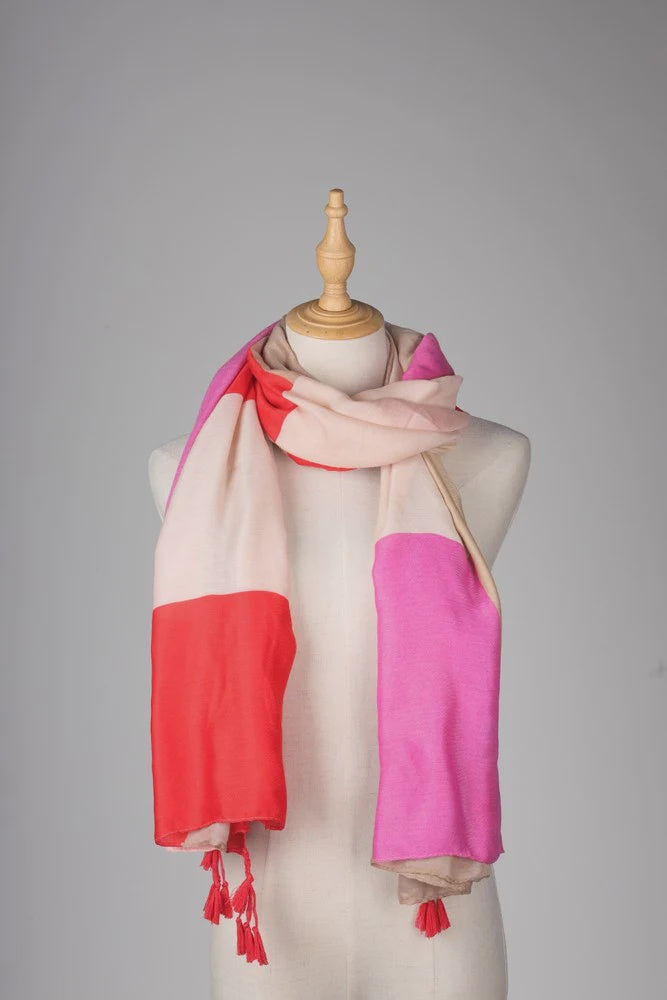 Paige Check Scarf - Pink/Red/Beige