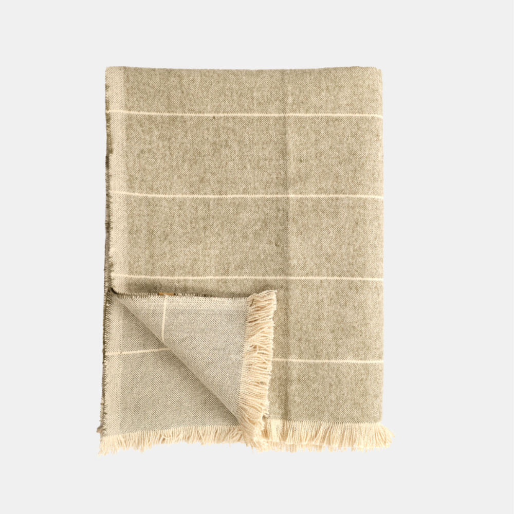 Brushed Wild Stripe Blanket - Khaki