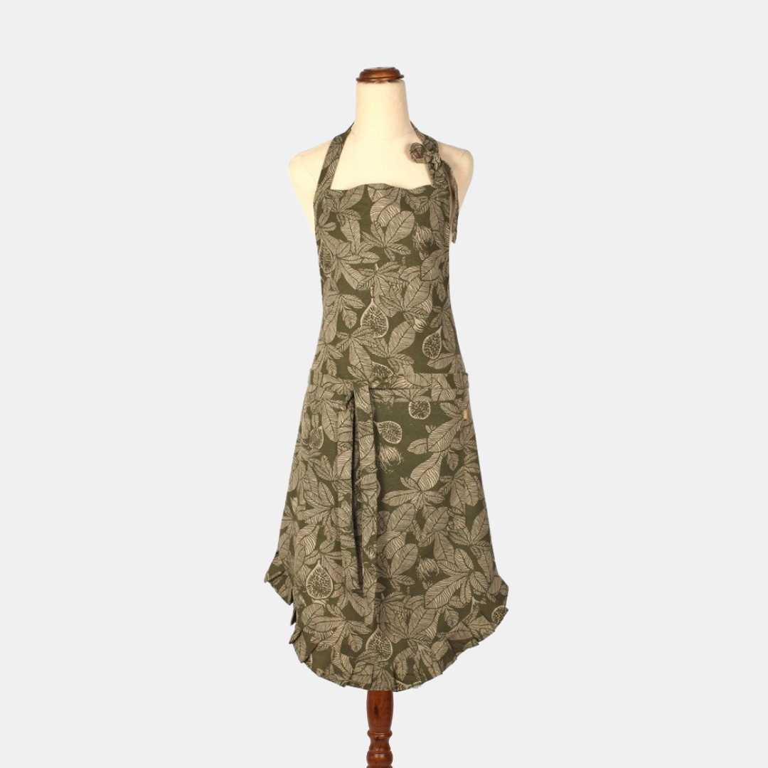 Fig Tree Frill Apron - Burnt Olive