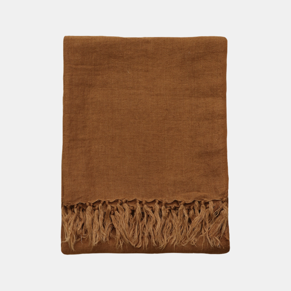 Indira Linen 130x170cm Throw - Tobacco