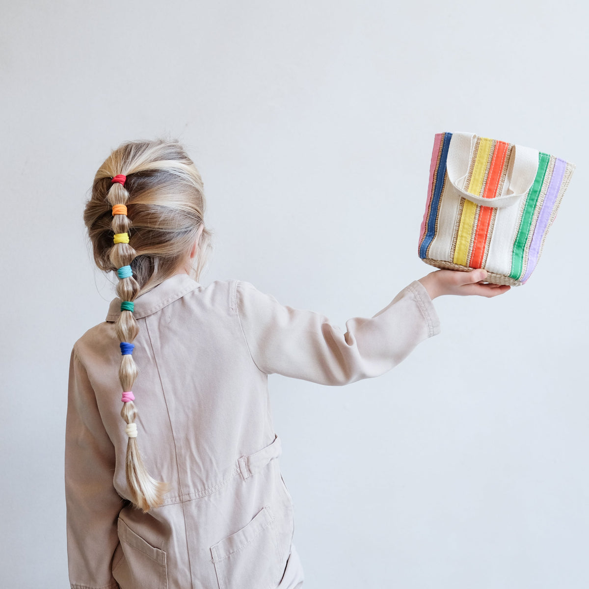 Mimi & Lula | Bright Rainbow Ribbon Basket Bag