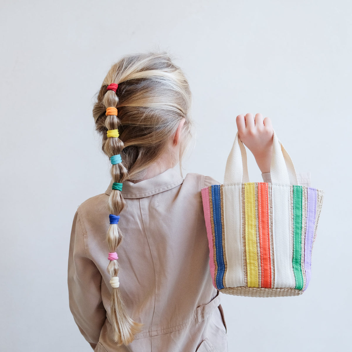 Mimi & Lula | Bright Rainbow Ribbon Basket Bag