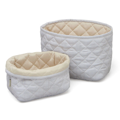 Cam Cam Quilted Storage Basket Set | Classic Stripes Blue/Praline