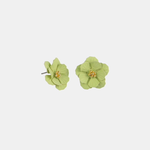 Earrings Large Pansy Studs - Lime