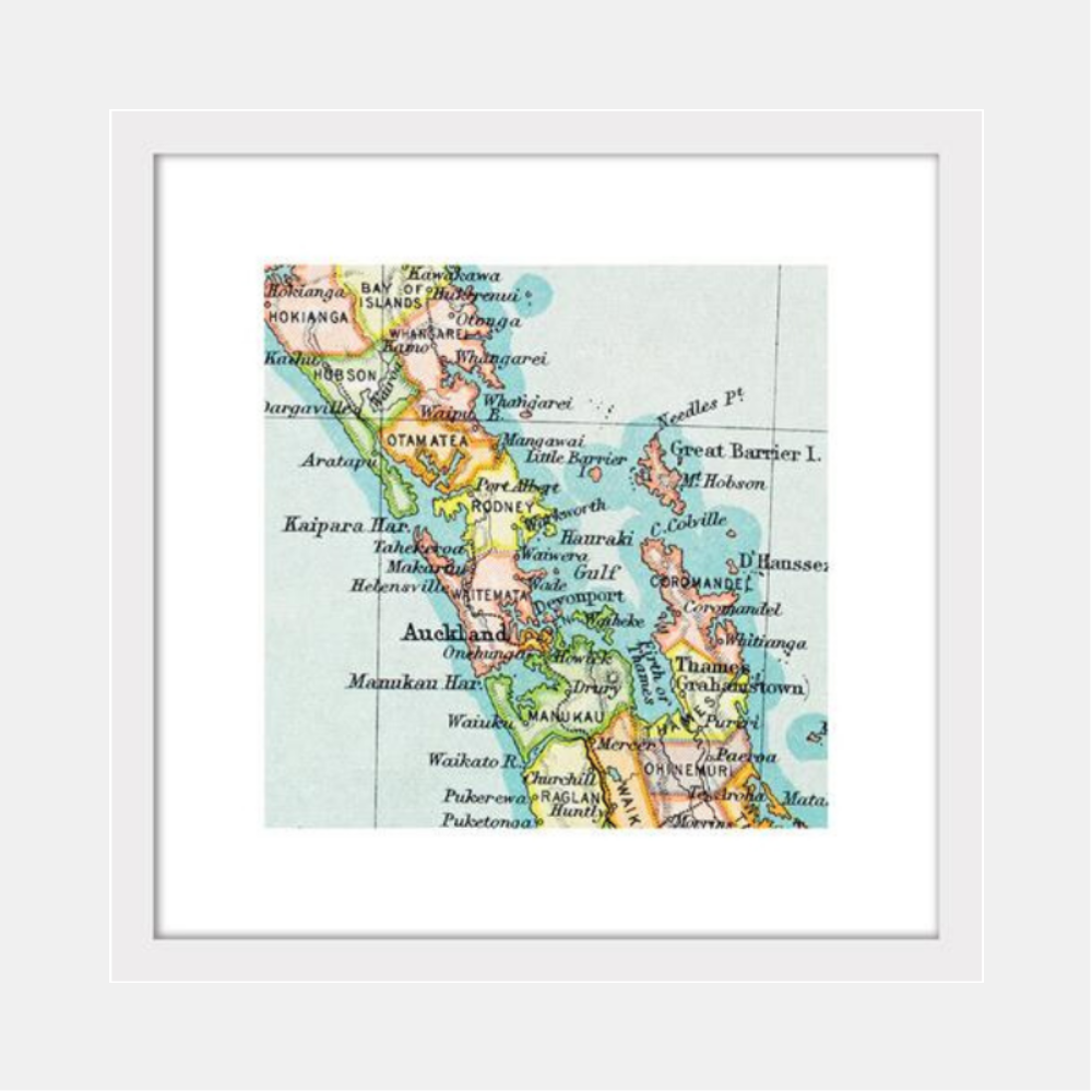 Framed Vintage Map Print - Auckland