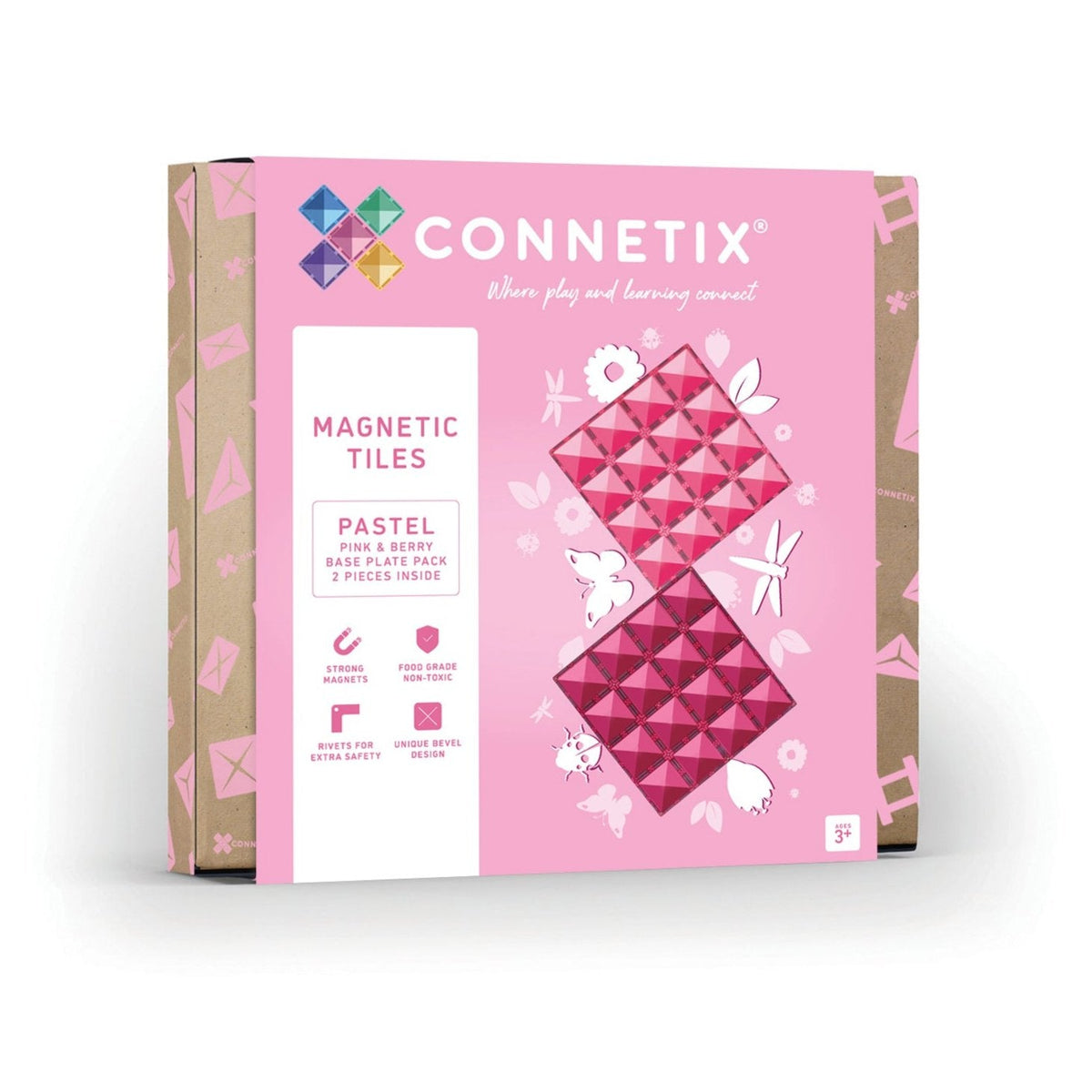 Connetix | 2 Piece Base Plate Pack Pink & Berry