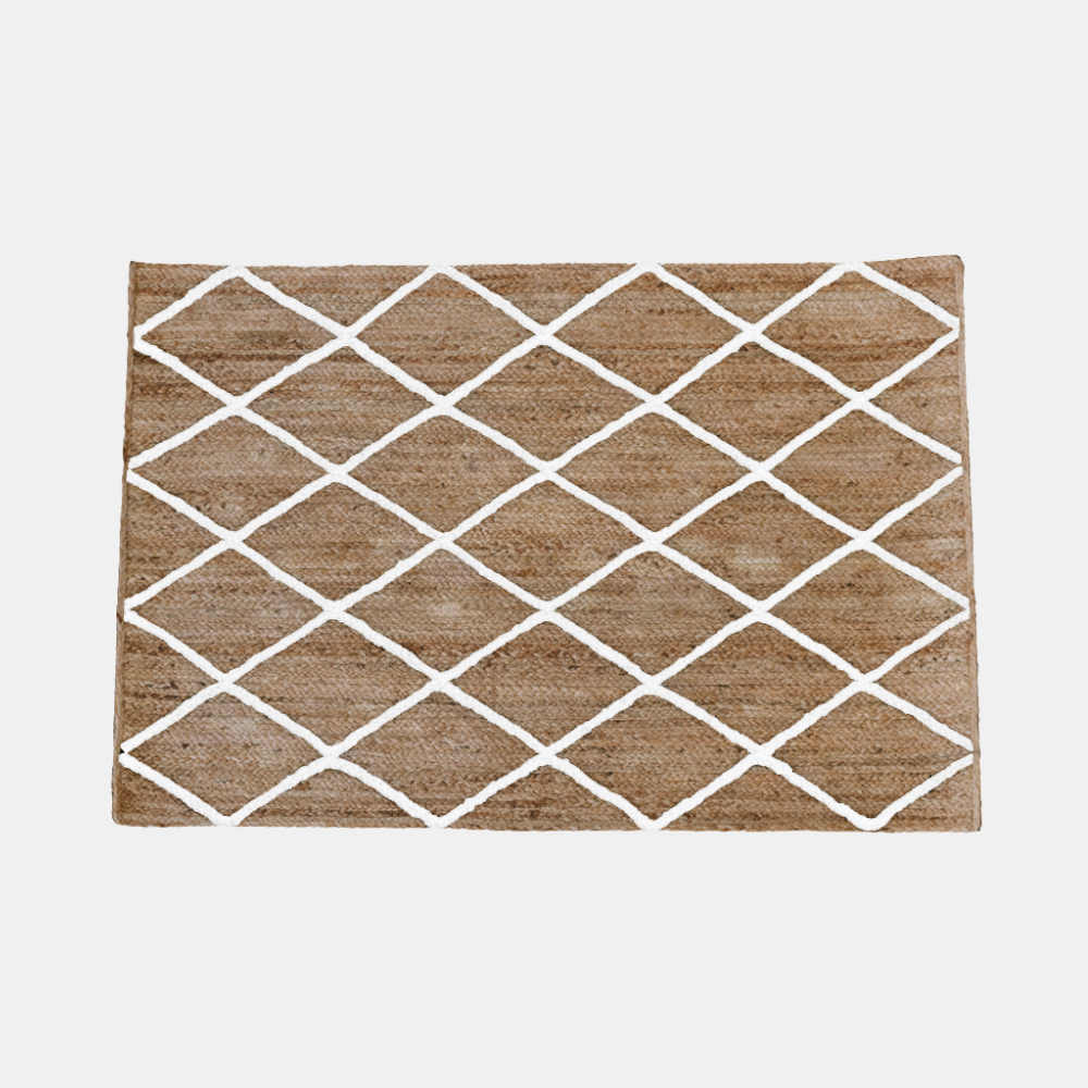 Diamond Jute Mat - White - 80 x 120 cm