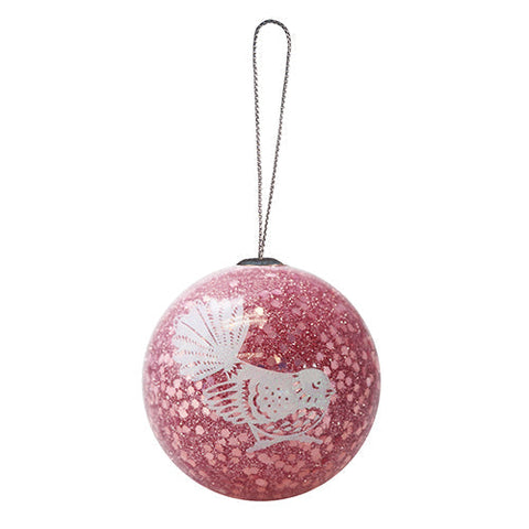 Xmas Ball Glitter Pink Fantail Decoration