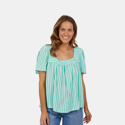 Aurora Stripe Top - Bright Green