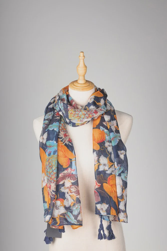 Chloe Floral Scarf - Navy