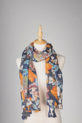 Chloe Floral Scarf - Navy