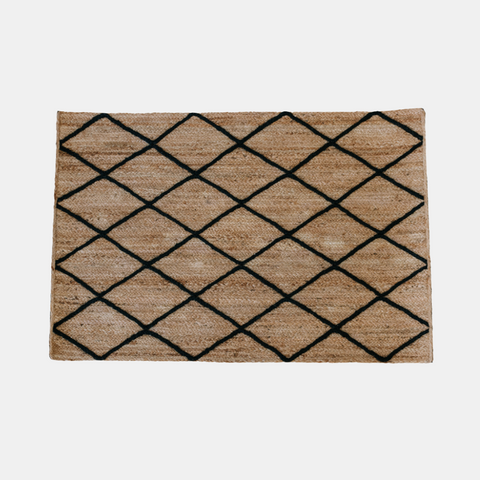 Diamond Jute Mat - Black - 80 x 120 cm