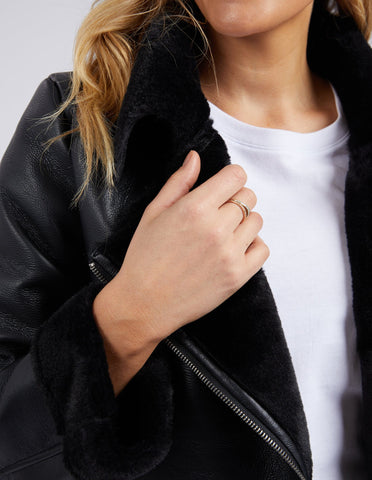 Moto Shearling Jacket - Black