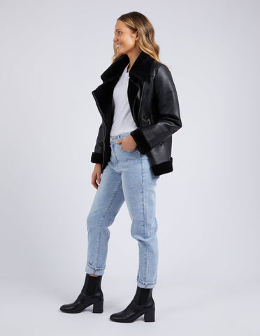 Moto Shearling Jacket - Black