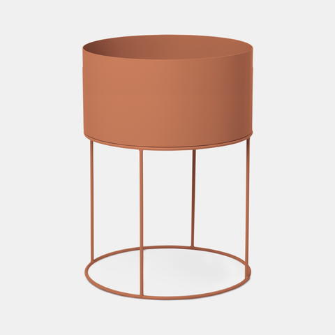 Metal Planter Round - Terracotta