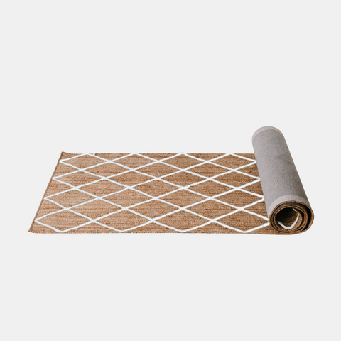 Diamond Jute Runner - White - 80 x 300 cm