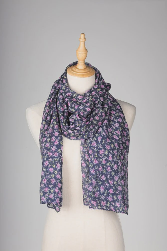 Demi Floral Scarf - Navy/Lilac