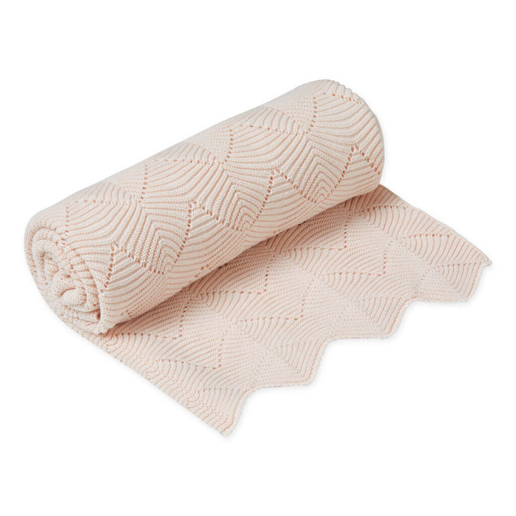 Cam Cam Scallop Knit Blanket - Blossom Pink