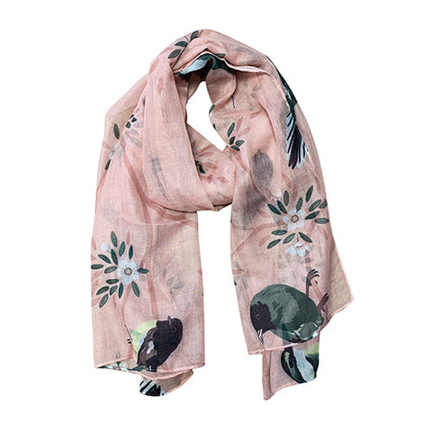 Designer Kiwiana Scarf - Native Skies Pink