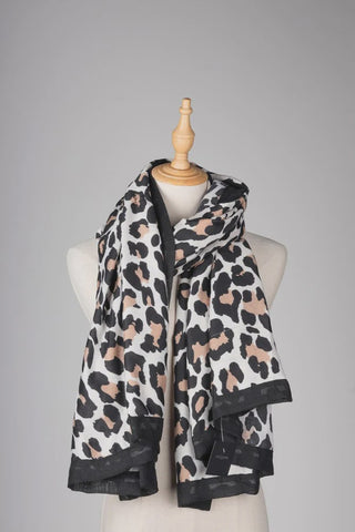 Leopard Scarf - Beige/Black