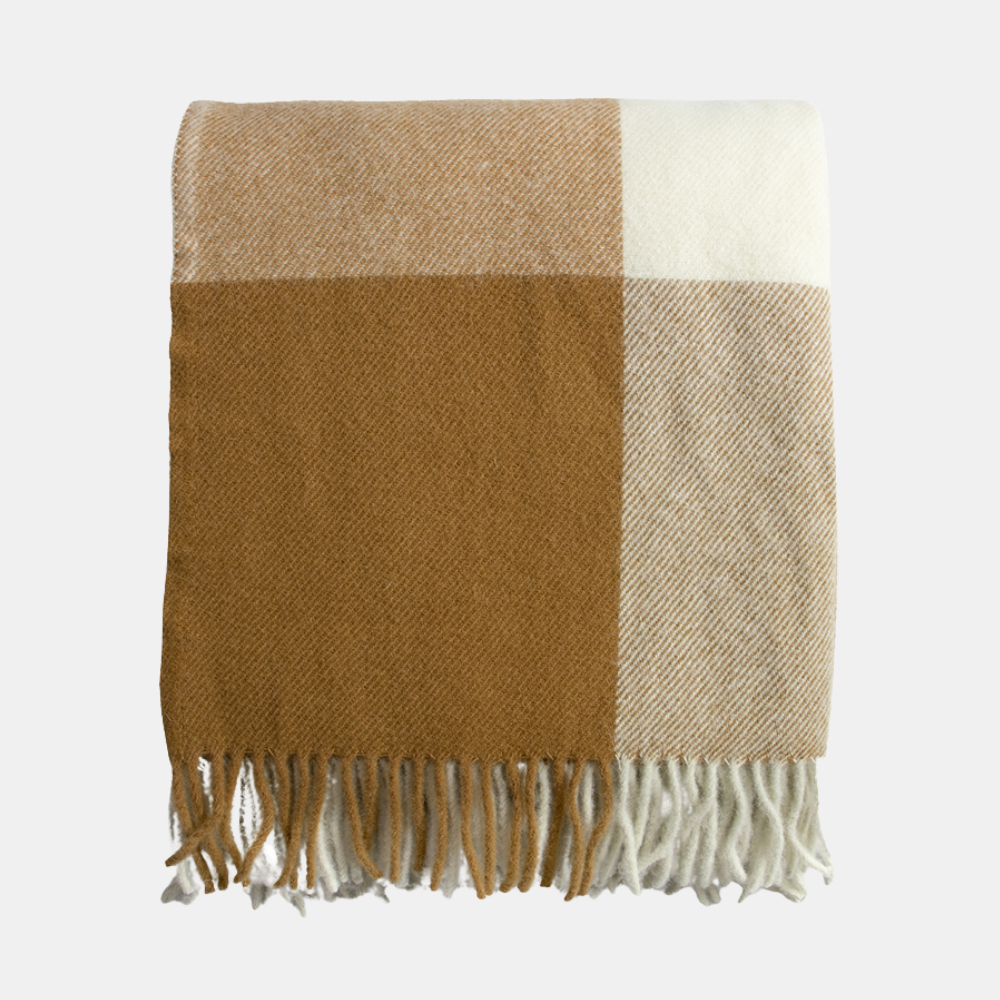 Gladstone 100% NZ Wool Throw - Ochre/Natural White