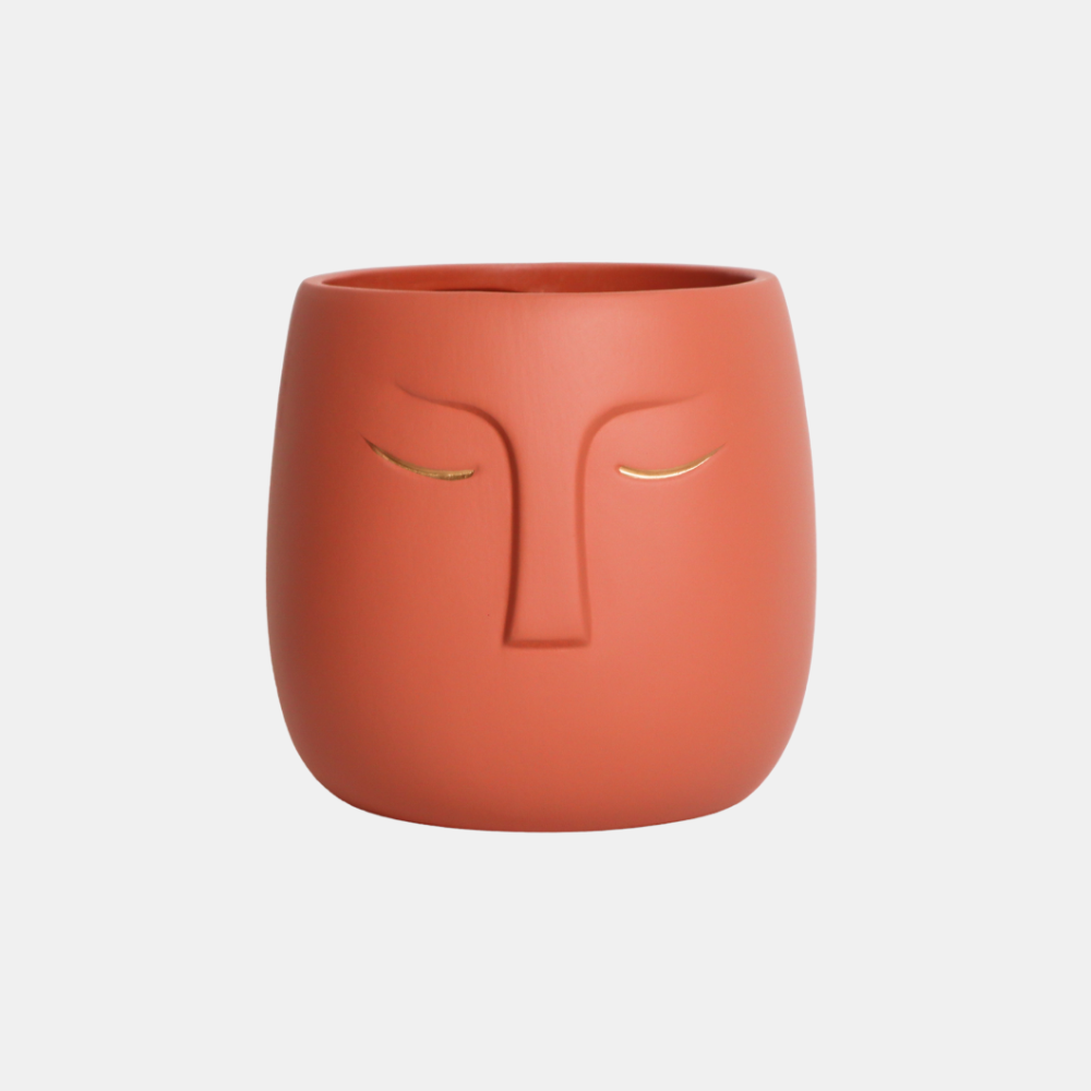 Faces Ceramic Planter 16cm - Terracotta