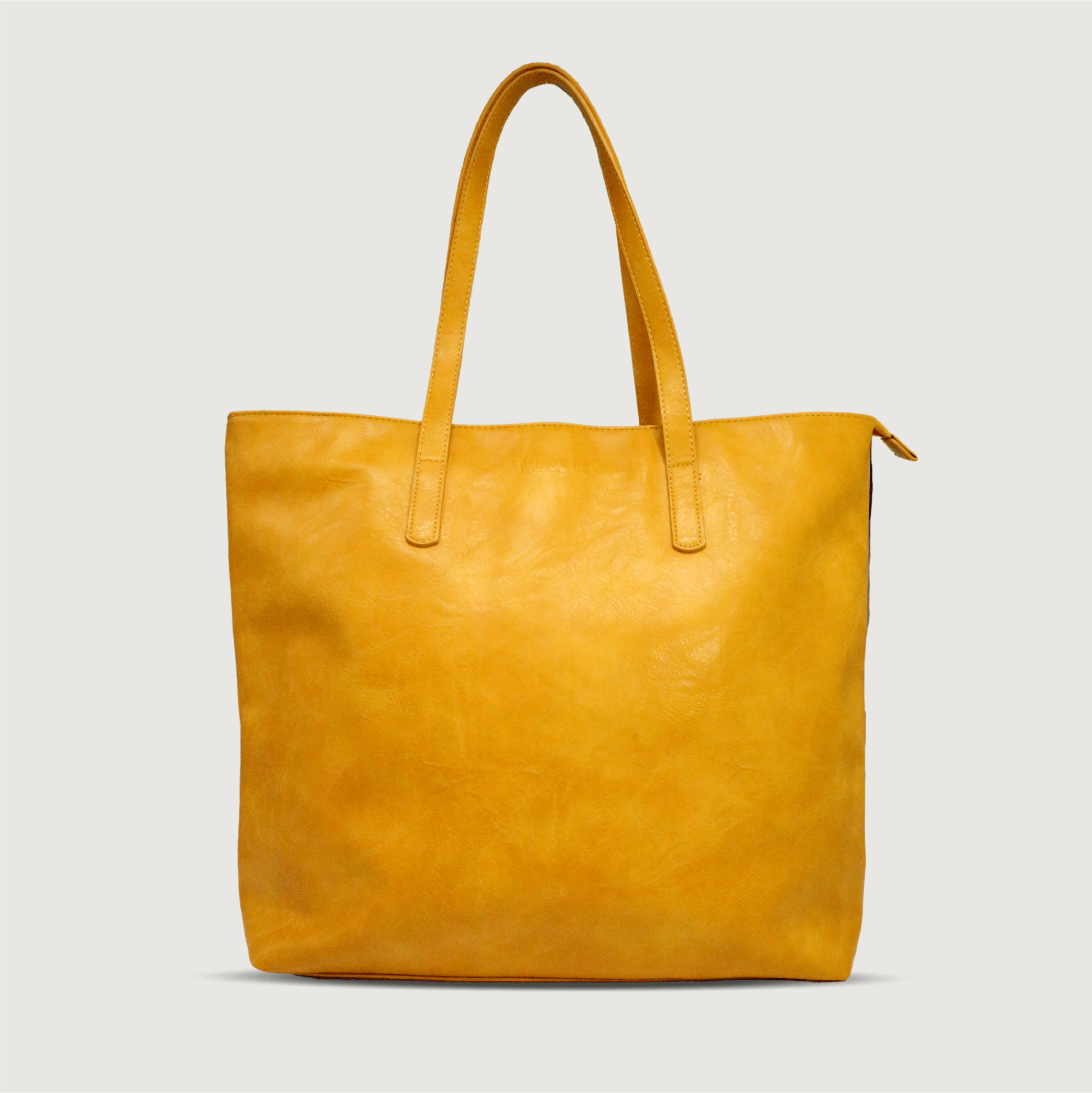 Moana Road Khandallah tote bag. Mustard vegan leather with patterned interior lining