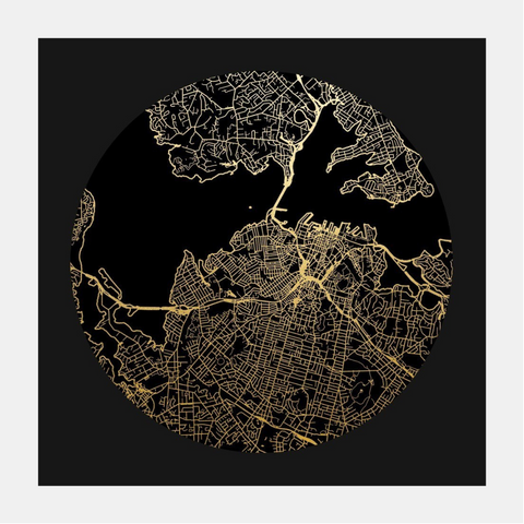 Print Auckland Mapscape Foil Black on Black