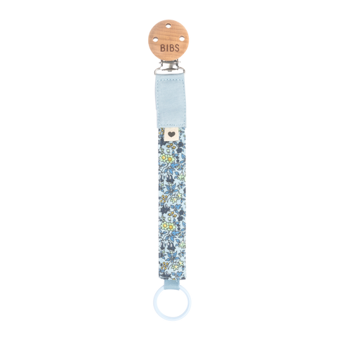 BIBS Pacifier Clip | Liberty Chamomile Lawn | Baby Blue