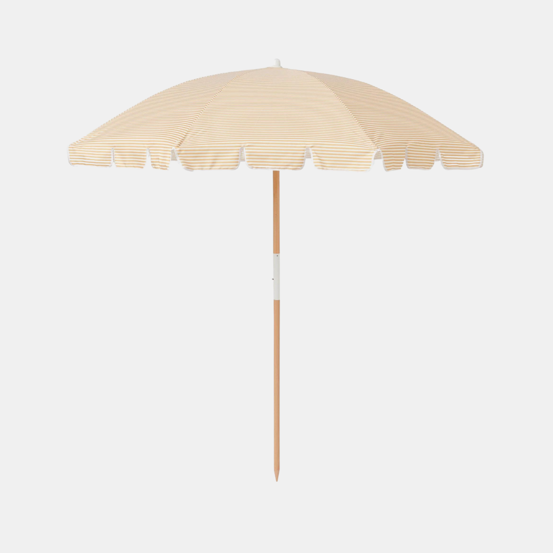 Beach Umbrella - Mango Bay Golden Mustard Stripe