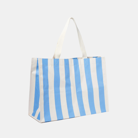 Carryall Beach Bag - Le Weekend Mid Blue-Cream