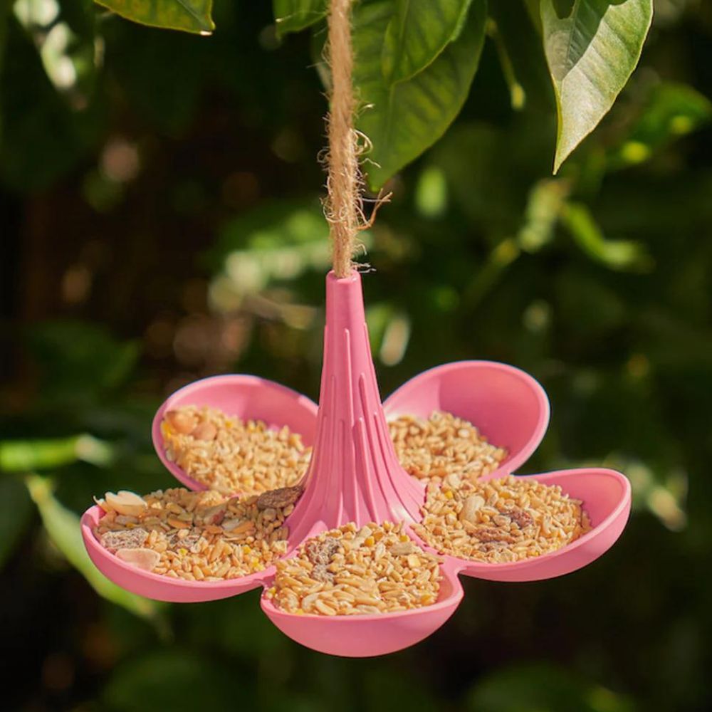 Bamboo Bird Feeder Pink