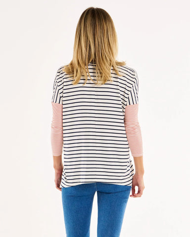 Geneva Tee - Blue/Red Stripe