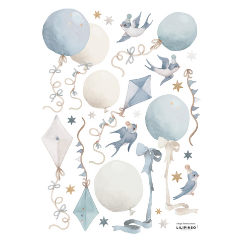 Selene | Wall Decals - Balloons + Kites Blue