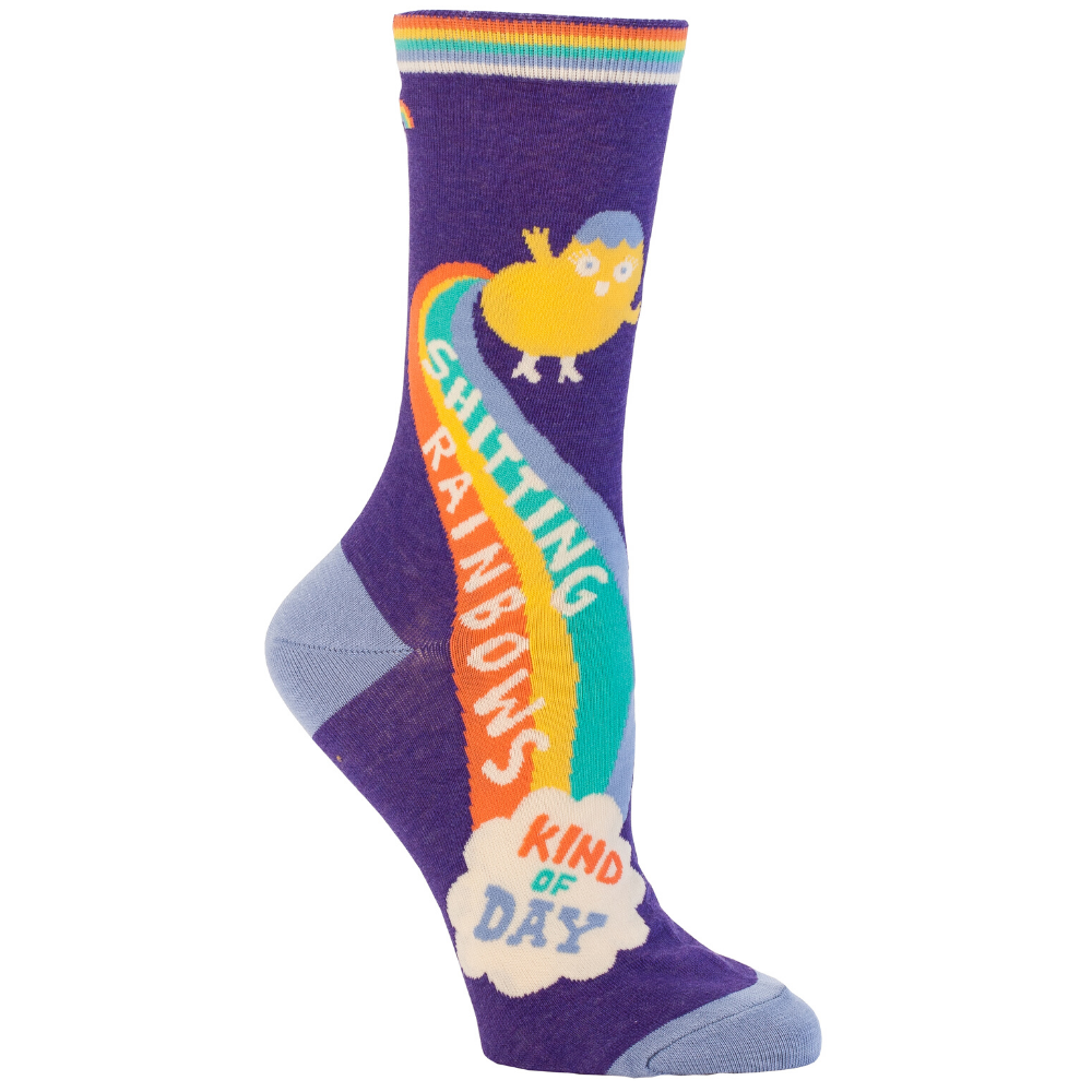 Blue Q Socks – Women's Crew – Sh*tting Rainbows Kind of Day