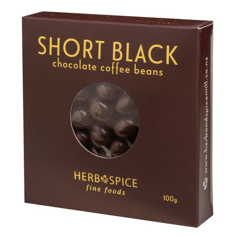 Boxed Short Black Chocolate Coated Coffee Beans