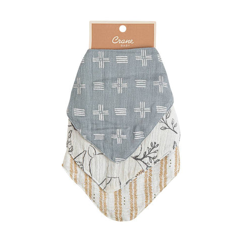 Crane Baby Muslin Bib Set 3 Pack | Ezra