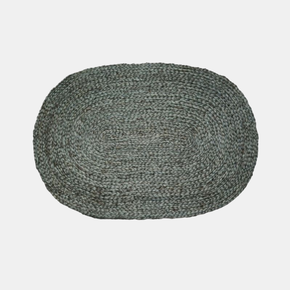 Jute Rug Braided Oval - Green