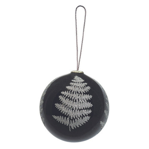 Xmas Ball Hanging Decoration - NZ Fern (Black)