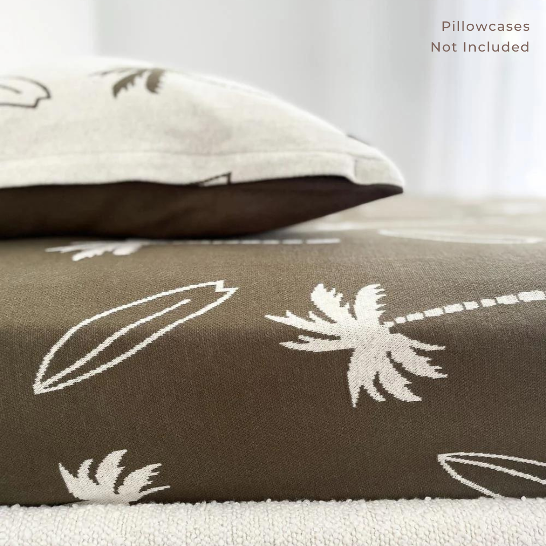 Bengali Fitted Sheet | King Single | Olive Surfing Palm