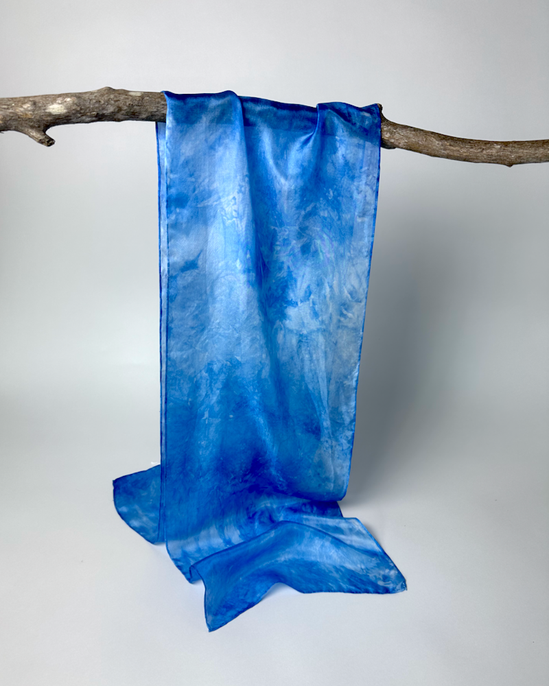 Earths Wisdom - Silk Scarf - Blue